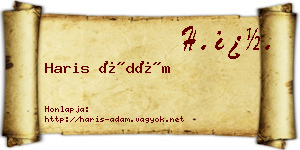 Haris Ádám névjegykártya